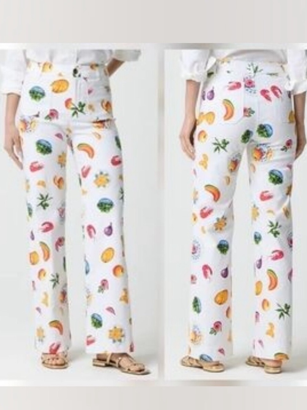 J. Crew White Fruit & Shrimp Print Kids’ Pants